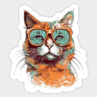 Modern ginger cat with sunglasses Sticker